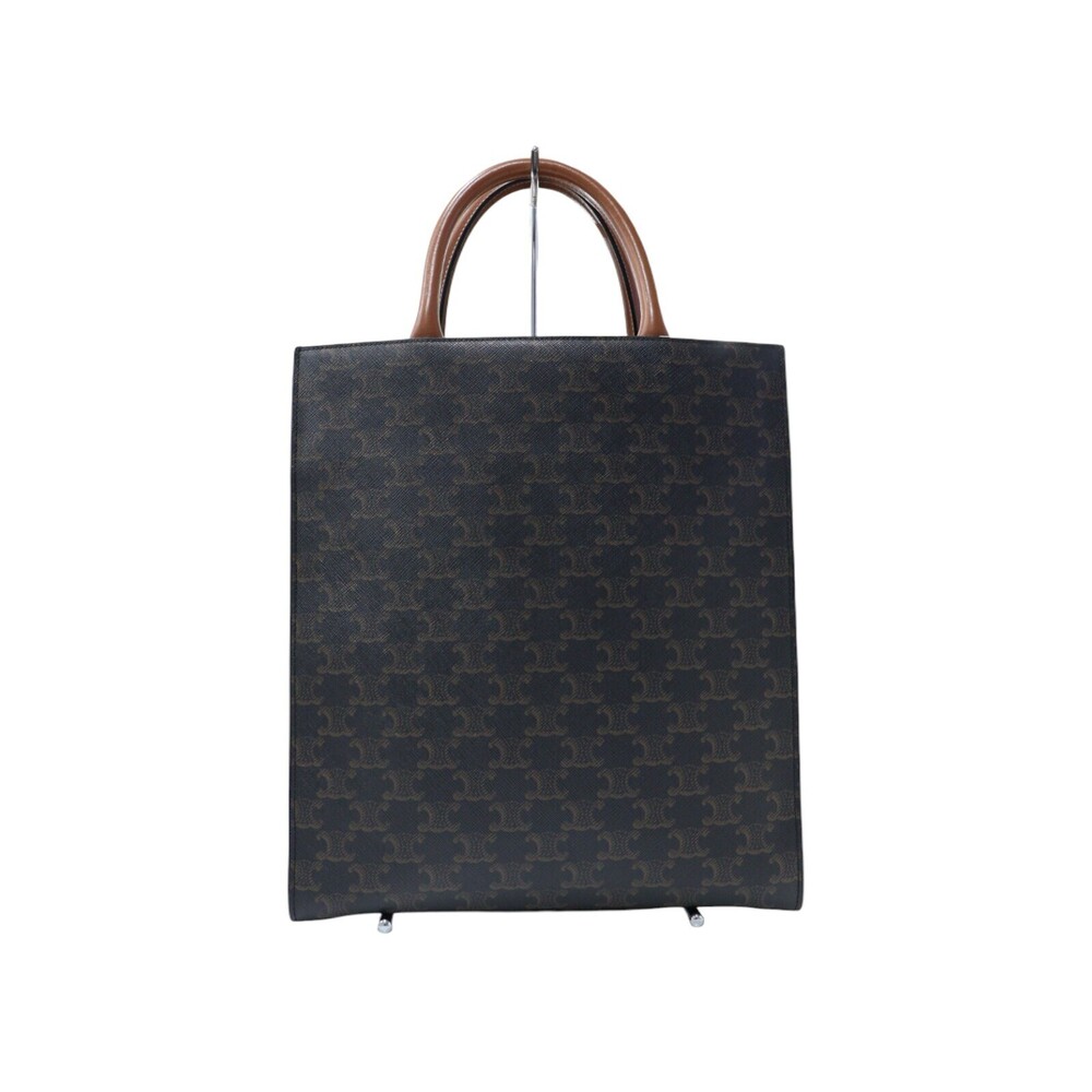 Celine Vertical Cabas Triomphe Tote Bag Dark versatile crossbody canvas leather - Picture 4 of 7